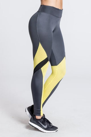 Lush Leap Legging - Yellow / Grey