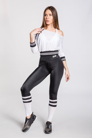 Jersey Stripe Leggings - White/Black