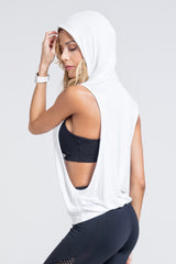 Circuit Cut Out Side Hoodie Top - White