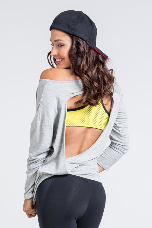 Burn It Cut Out Back Top - Grey