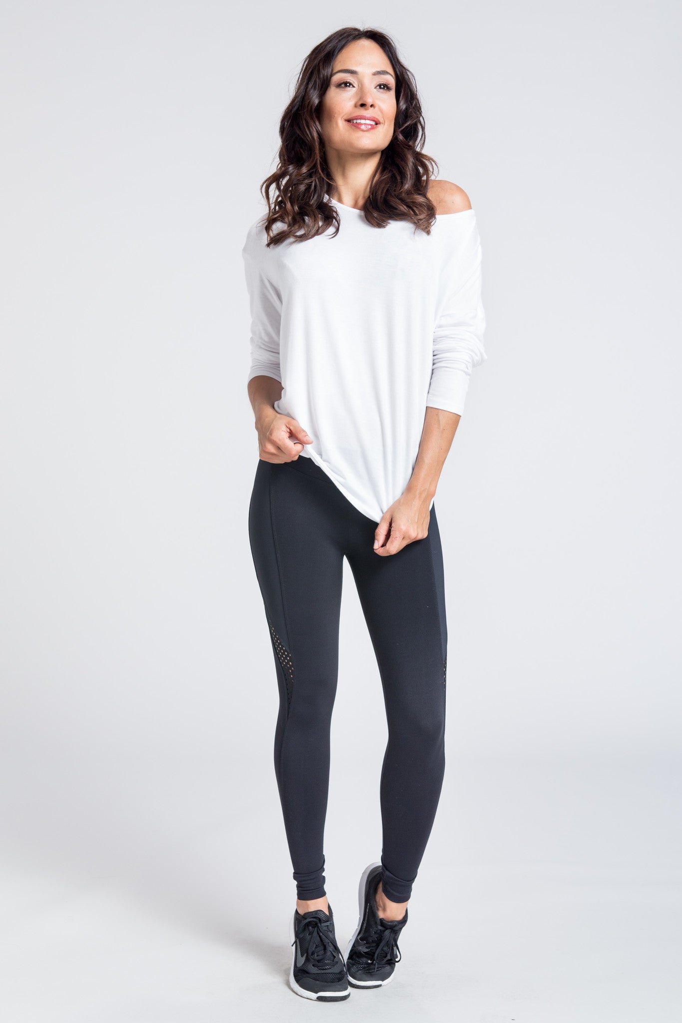 White Cut Out Shirt, Open Back Long Sleeve Shirt