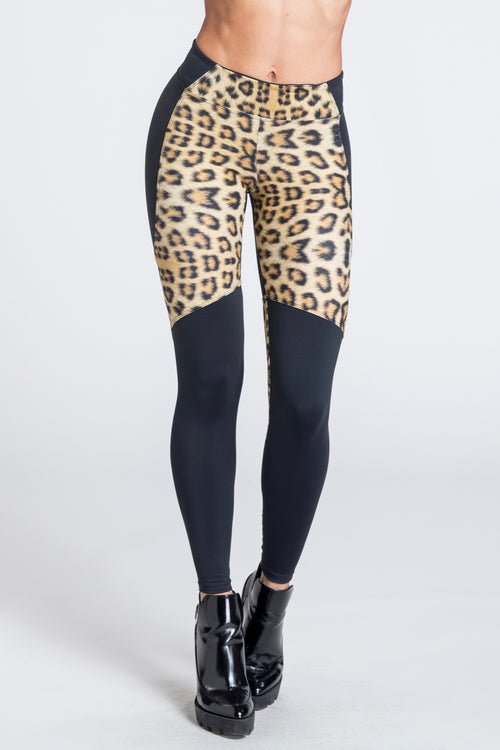 Lean Mean Legging - Golden Leopard / Black