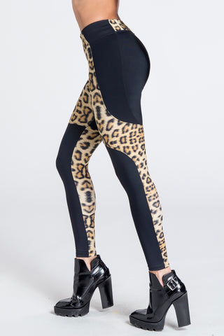 Bad Boned Legging - Black / Leopard Stripe